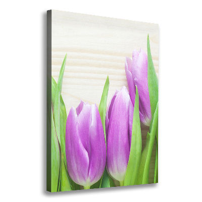 Quadro foto su tela verticale Tulipani viola