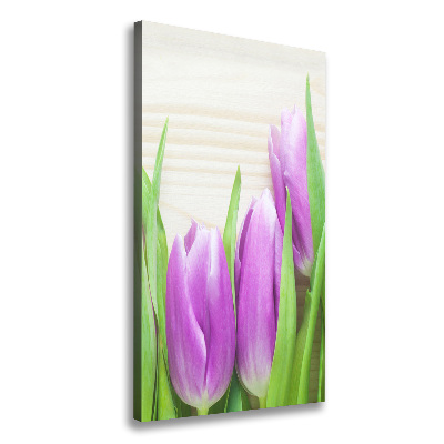 Quadro foto su tela verticale Tulipani viola