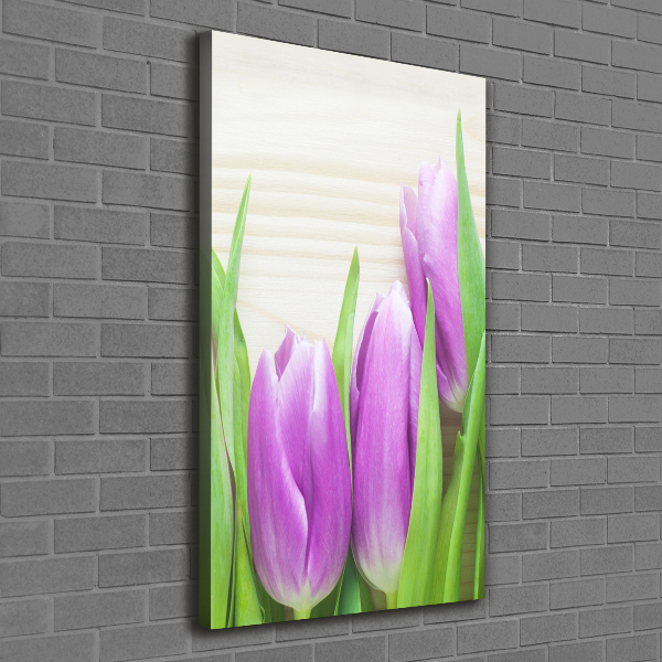 Quadro foto su tela verticale Tulipani viola
