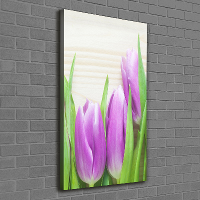Quadro foto su tela verticale Tulipani viola