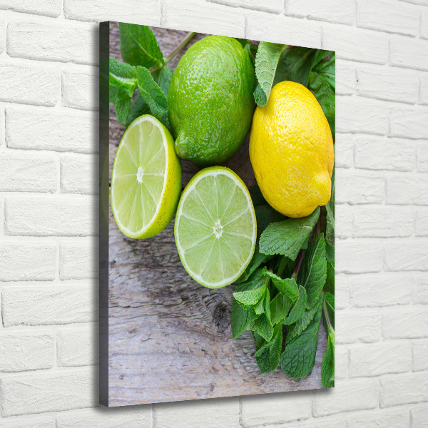 Quadro foto su tela verticale Lime e limone