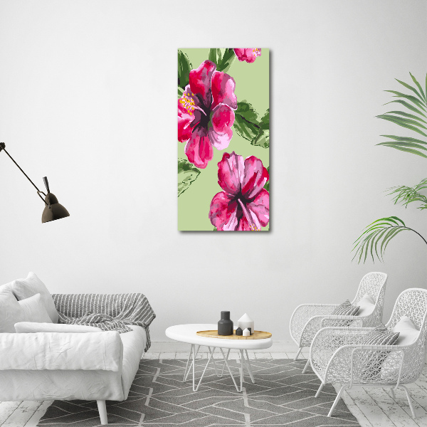 Quadro foto su tela verticale Fiori hawaiani