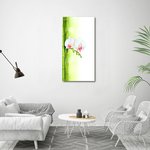 Quadro su tela canvas verticale Orchidea e bambù