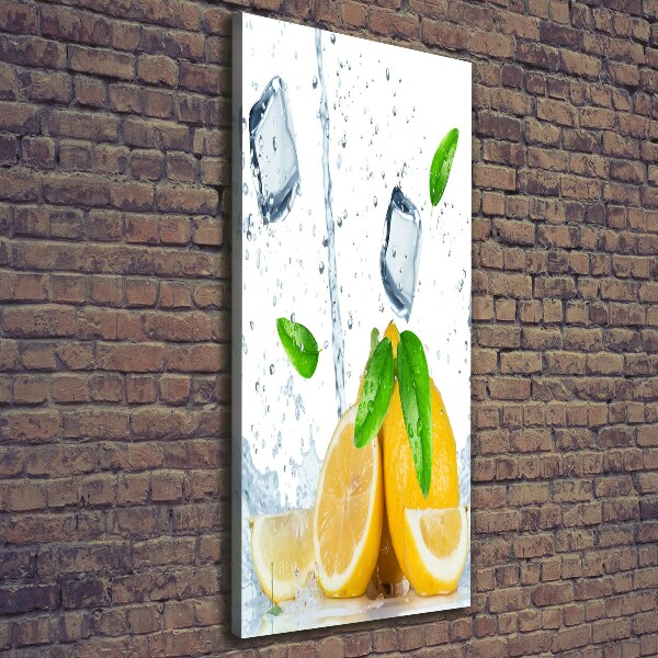 Quadro su tela canvas verticale Limone e ghiaccio