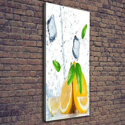 Quadro su tela canvas verticale Limone e ghiaccio