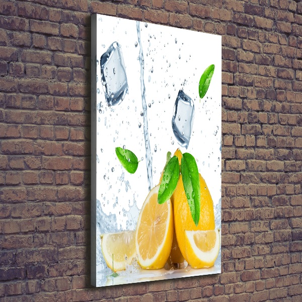 Quadro su tela canvas verticale Limone e ghiaccio