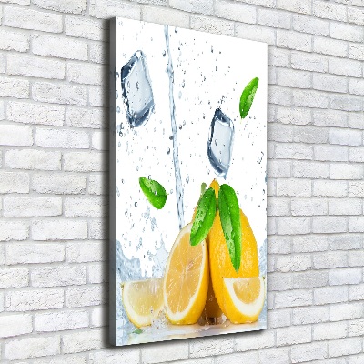 Quadro su tela canvas verticale Limone e ghiaccio