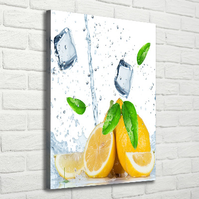 Quadro su tela canvas verticale Limone e ghiaccio