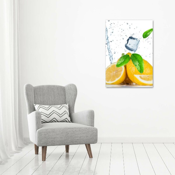 Quadro su tela canvas verticale Limone e ghiaccio