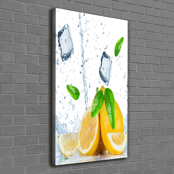 Quadro su tela canvas verticale Limone e ghiaccio