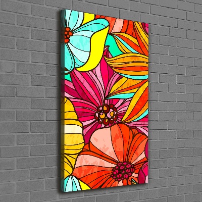 Quadro su tela canvas verticale Fiori colorati