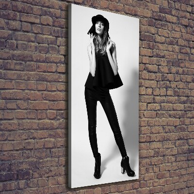 Quadro su tela canvas verticale Donna in nero