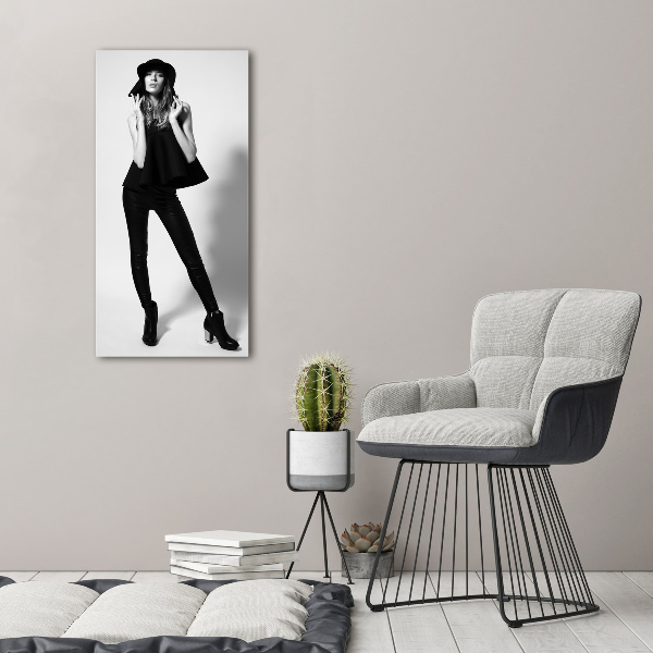Quadro su tela canvas verticale Donna in nero