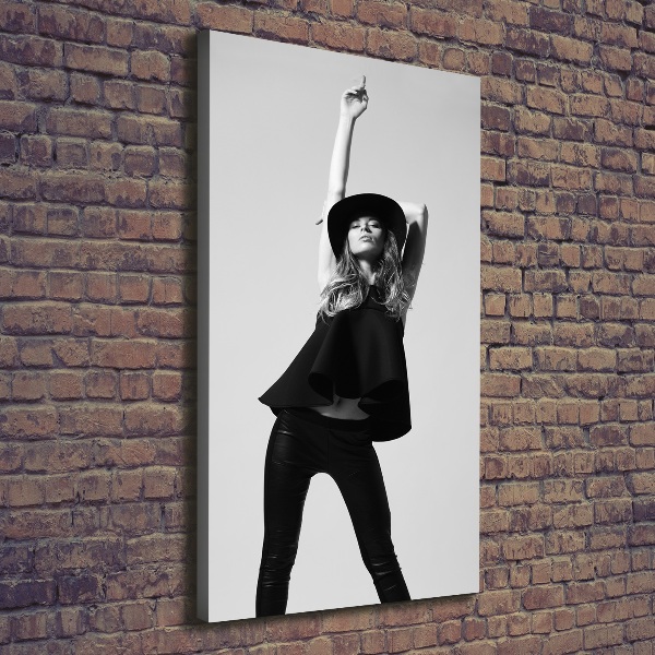 Stampa quadro su tela verticale Donna in nero