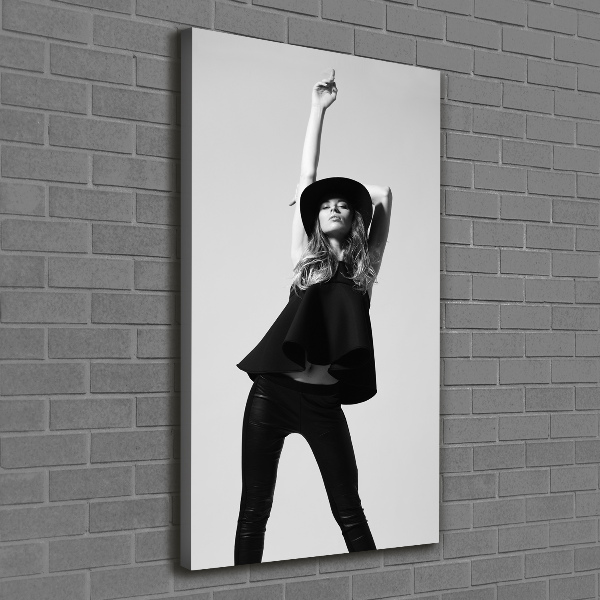 Stampa quadro su tela verticale Donna in nero