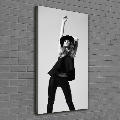 Stampa quadro su tela verticale Donna in nero