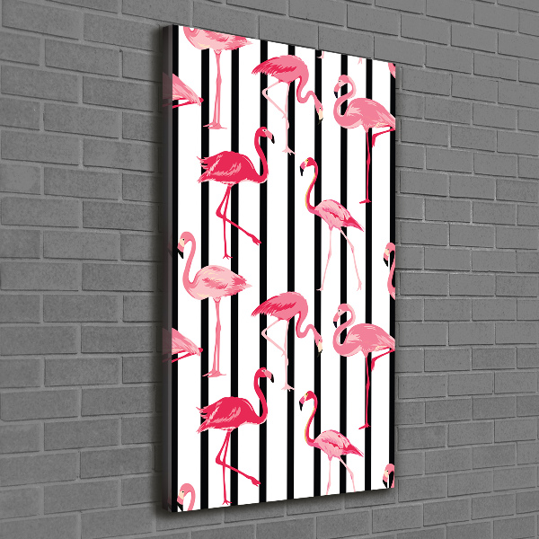 Quadro su tela canvas verticale Fenicotteri e strisce