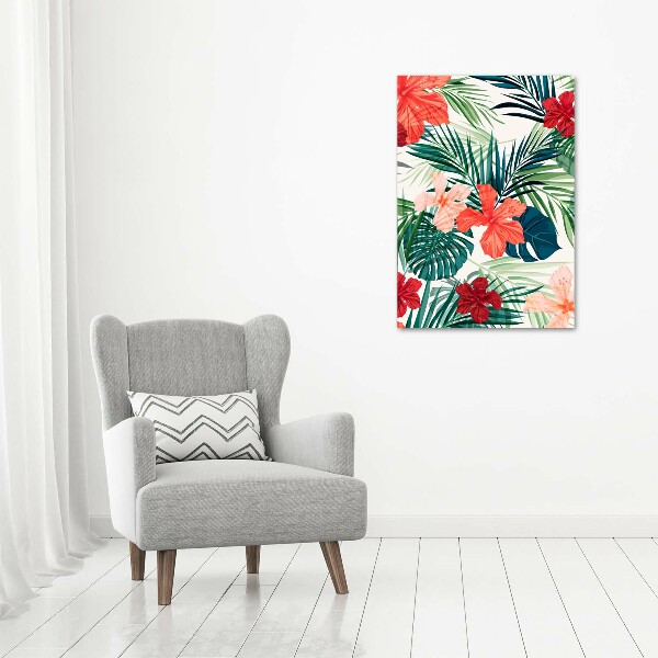 Quadro su tela canvas verticale Fiori hawaiani
