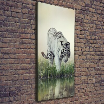 Quadro su tela canvas verticale Tigre bianca