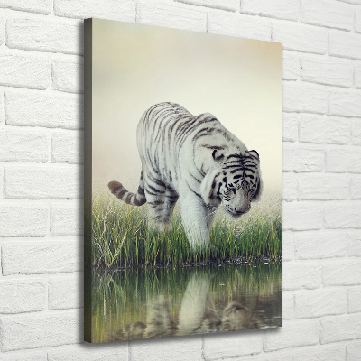 Quadro su tela canvas verticale Tigre bianca
