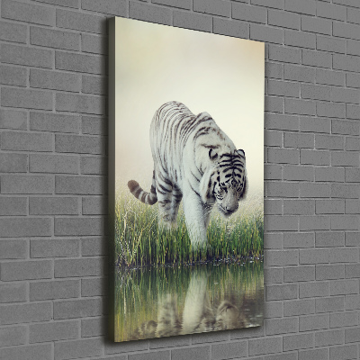 Quadro su tela canvas verticale Tigre bianca
