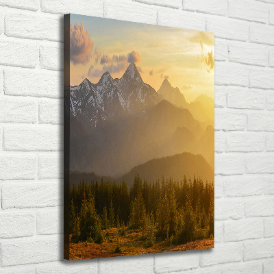 Quadro foto su tela verticale Tramonto sulle montagne