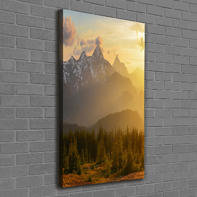 Quadro foto su tela verticale Tramonto sulle montagne