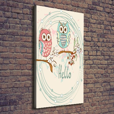 Quadro su tela canvas verticale Gufi