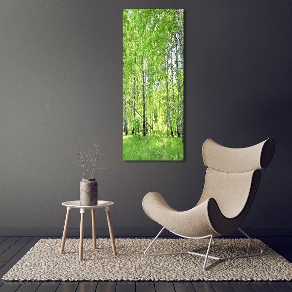 Quadro su tela canvas verticale Foresta di betulle