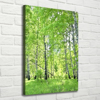 Quadro su tela canvas verticale Foresta di betulle