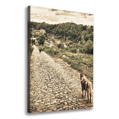 Quadro foto su tela verticale Due cani della collina