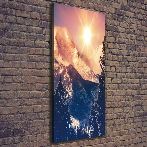 Quadro foto su tela verticale Il sole sopra le montagne