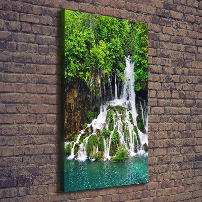Quadro su tela canvas verticale Cascata nella foresta