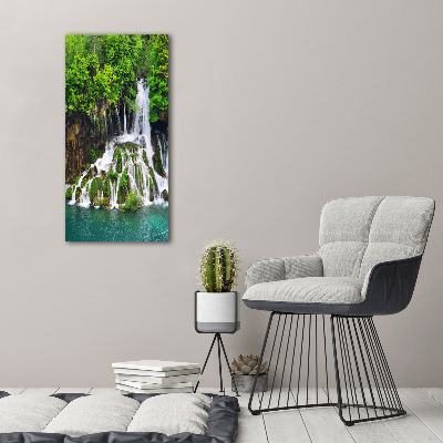 Quadro su tela canvas verticale Cascata nella foresta