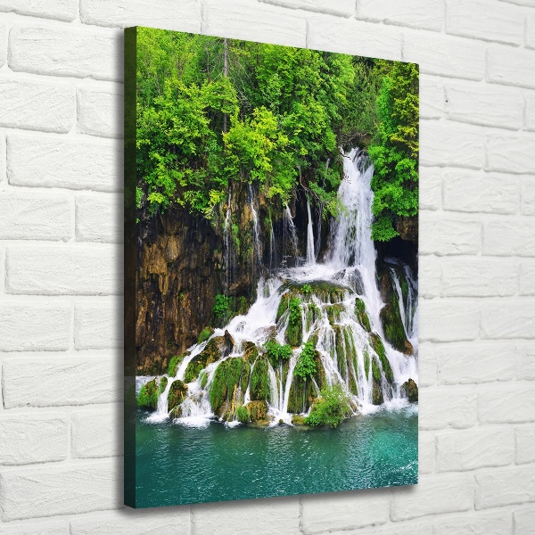 Quadro su tela canvas verticale Cascata nella foresta