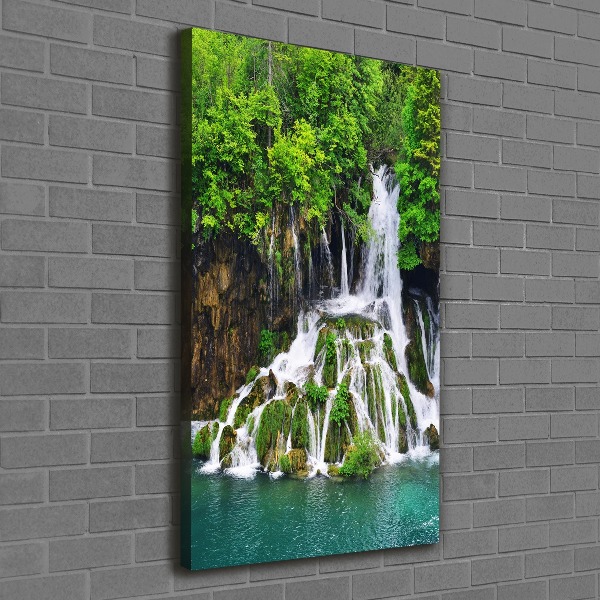 Quadro su tela canvas verticale Cascata nella foresta