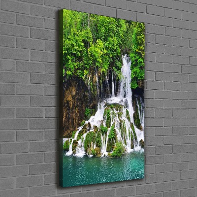 Quadro su tela canvas verticale Cascata nella foresta