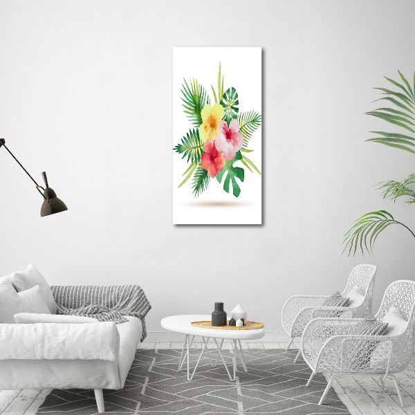 Quadro su tela canvas verticale Fiori hawaiani