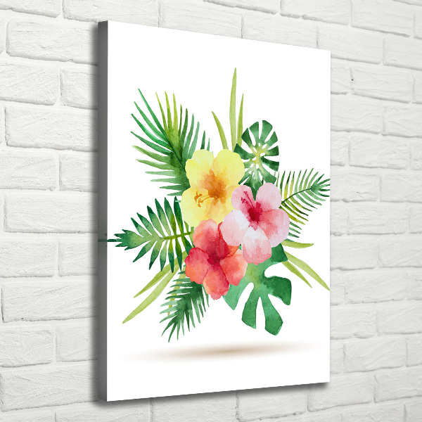 Quadro su tela canvas verticale Fiori hawaiani