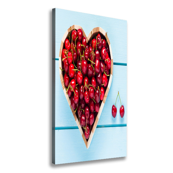 Quadro su tela canvas verticale Ciliegie su legno