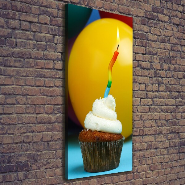 Quadro foto su tela verticale Cupcake di compleanno
