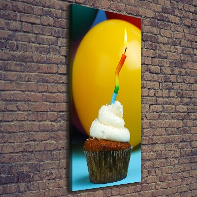 Quadro foto su tela verticale Cupcake di compleanno