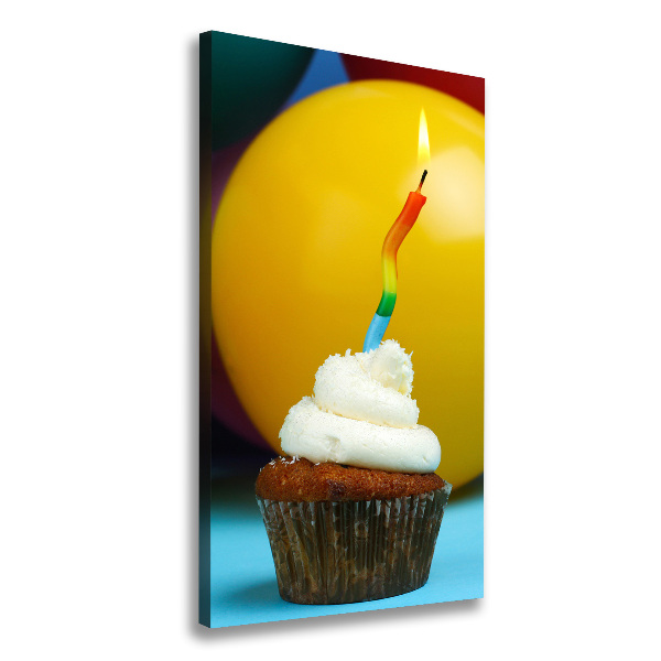 Quadro foto su tela verticale Cupcake di compleanno