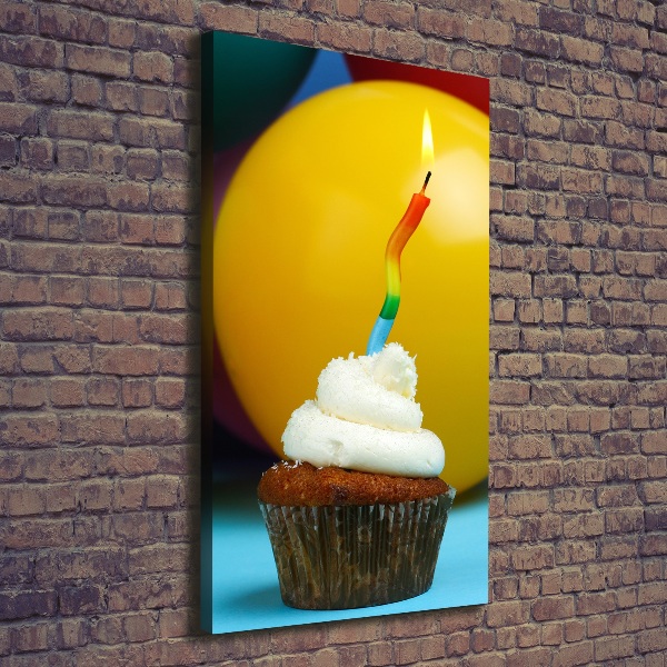 Quadro foto su tela verticale Cupcake di compleanno