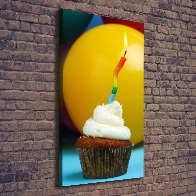 Quadro foto su tela verticale Cupcake di compleanno