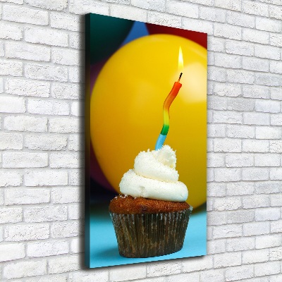 Quadro foto su tela verticale Cupcake di compleanno