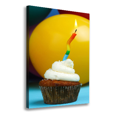 Quadro foto su tela verticale Cupcake di compleanno