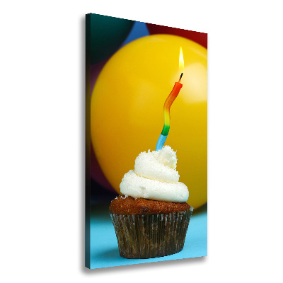 Quadro foto su tela verticale Cupcake di compleanno