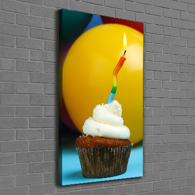 Quadro foto su tela verticale Cupcake di compleanno