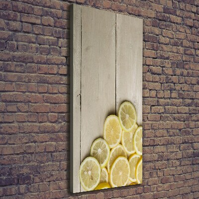 Quadro foto su tela verticale Limoni su legno